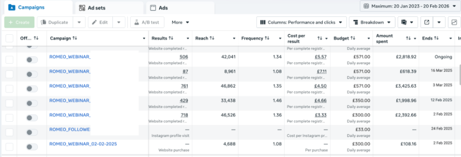 Webinar Registration Dashboard